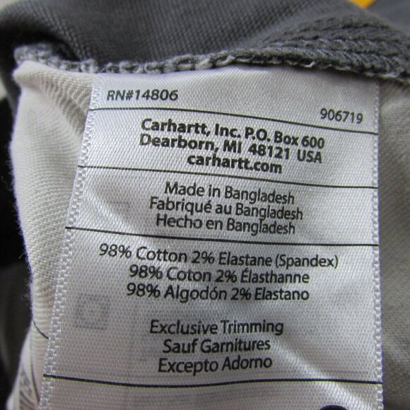 Carhartt Men's Rugged Flex Relaxed Fit Canvas Work Shorts BS2514 Gravel - Picture 4 of 5